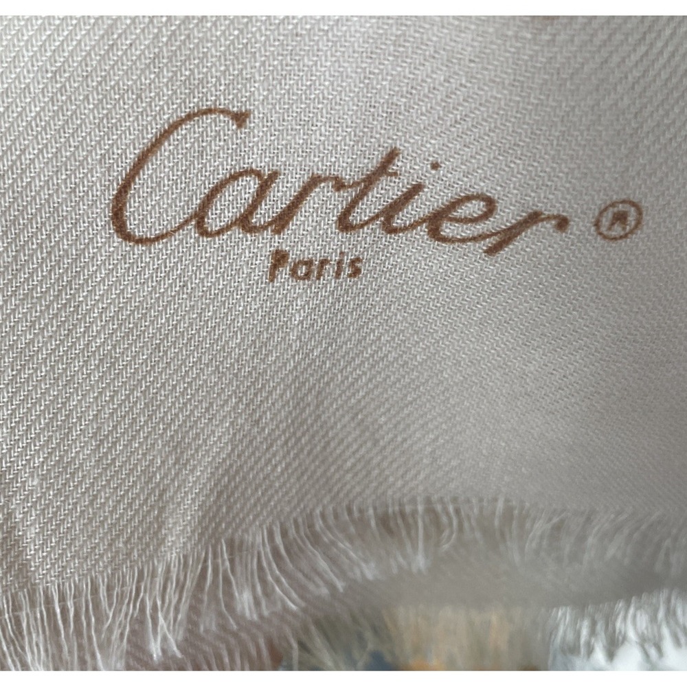 Vintage Cartier Scarf Shawl RARE Cashmere & Silk, Panther Motif, Mint Cond - Picture 10 of 12